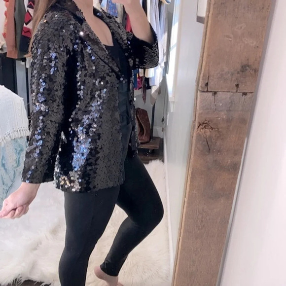 Jack B Quick Holiday black sequin jacket size large - Picture 3 of 7
